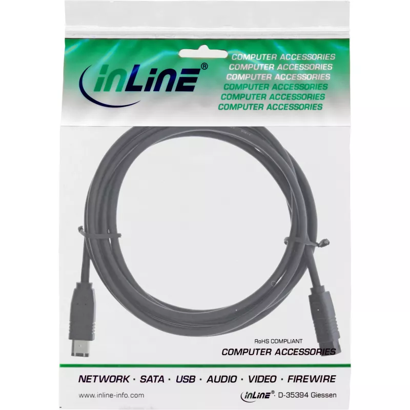 InLine FireWire 400 auf 800 1394b Kabel 6 / 9 Pin Stecker 3m
