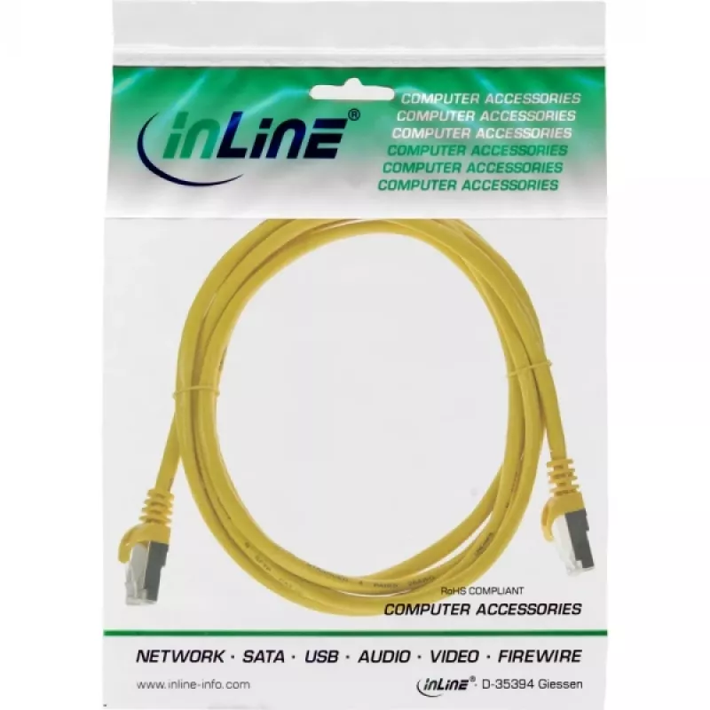 InLine Patchkabel SF/UTP Cat.5e gelb 0,25m