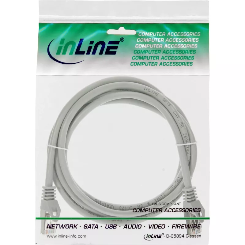 InLine Patchkabel SF/UTP Cat.5e grau 0,5 m