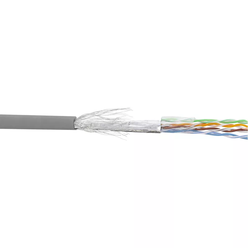 InLine Patchkabel SF/UTP Cat.5e AWG26 CCA PVC grau 500m