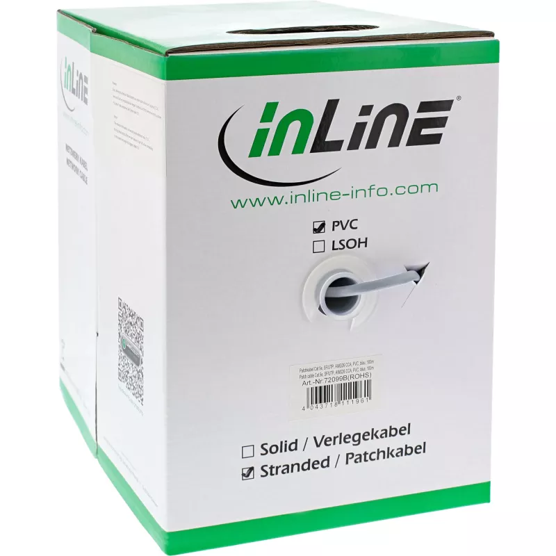 InLine Patchkabel SF/UTP Cat.5e AWG26 CCA PVC grau 500m