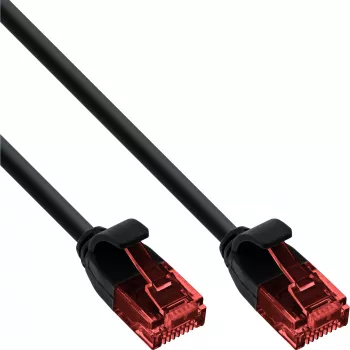 InLine schlank Patchkabel, U/UTP, Cat.6, schwarz, 2,5 m