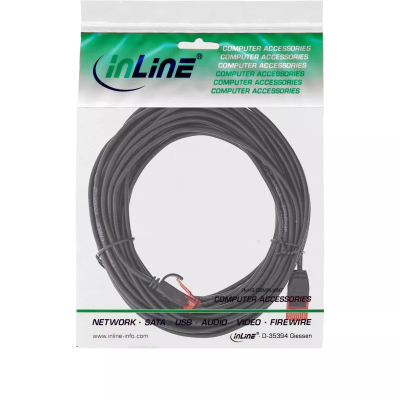 InLine schlank Patchkabel, U/UTP, Cat.6, schwarz, 7,5m