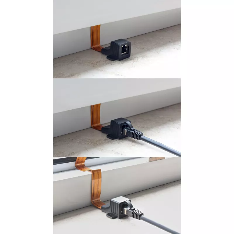 InLine schlank RJ45-Kabel für Fenster-/Türdurchführungen, 2x RJ45 F/F, 1:1, ungeschirmt, 0,3 m