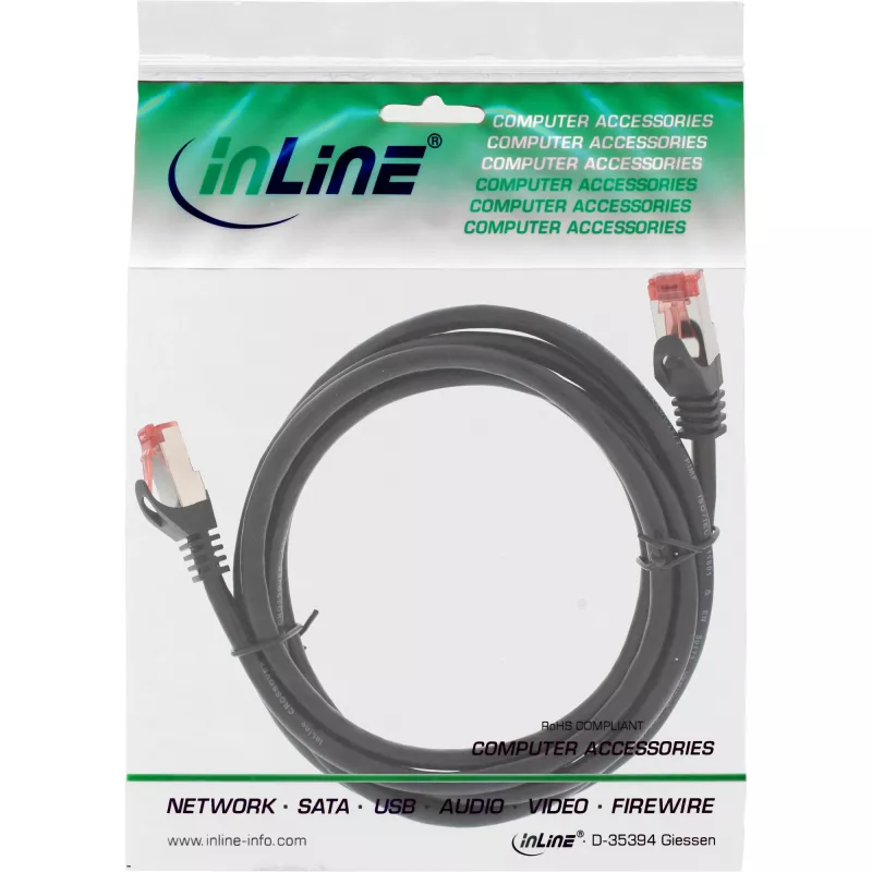 InLine Crossover PC zu PC Direktverbindungskabel S/FTP Kat.6 schwarz 1 m