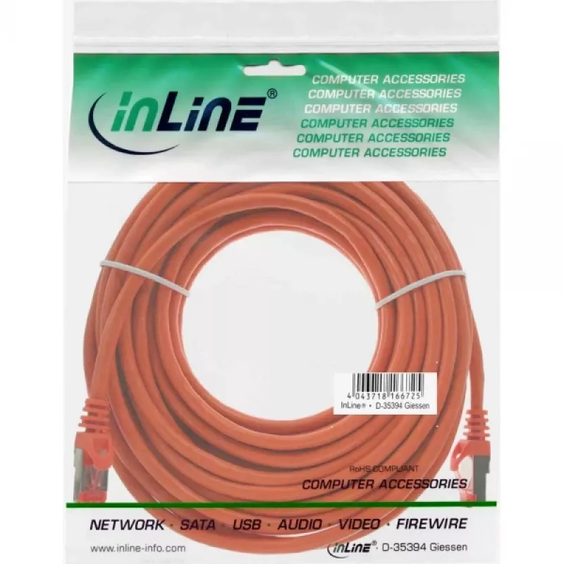 InLine Patchkabel S/FTP PiMF Cat.6 250MHz PVC Kupfer orange 20m