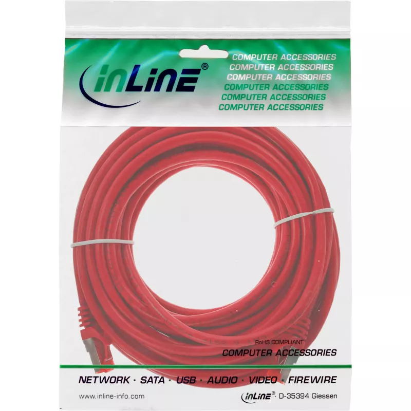 InLine Patchkabel S/FTP PiMF Cat.6 250MHz PVC Kupfer rot 15m