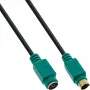 InLine PS/2-Kabel, M/F, schwarz/grün, vergoldete Kontakte, 2m, Schwarz, 2 m, PS/2, PS/2, Stecker, Buchse
