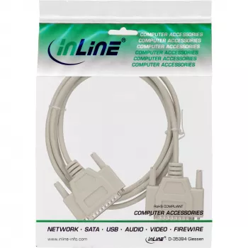 InLine serielles Kabel, vergossen, DB25 Stecker auf Stecker, direkt, grau, 10 m