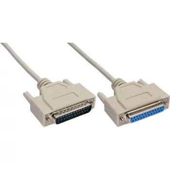 InLine serielles Kabel vergossen DB25 Stecker / Buchse direkt grau 5m