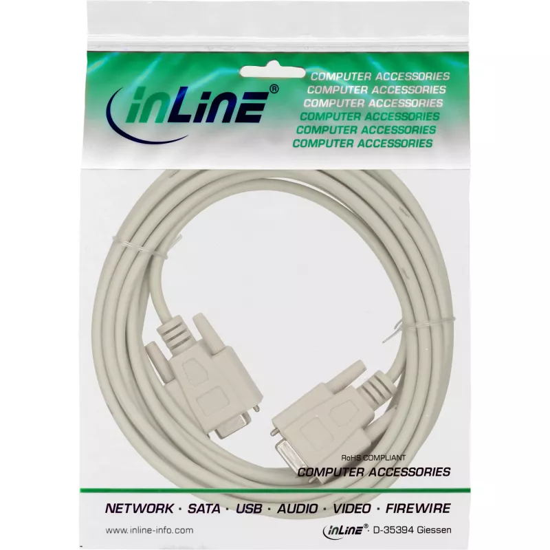 InLine Nullmodem-Kabel DB9 Buchse / Buchse, vergossen, 5m