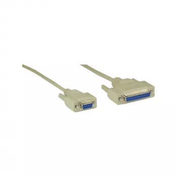Nullmodem-Kabel InLine DB9-Buchse / DB25-Buchse 2m beige