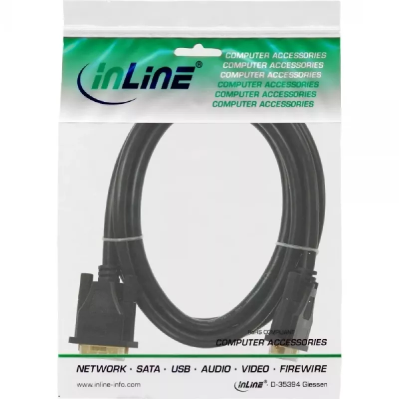 InLine DVI-D-Kabel, Premium, 24+1 M/M, Dual Link, vergoldet, 3m