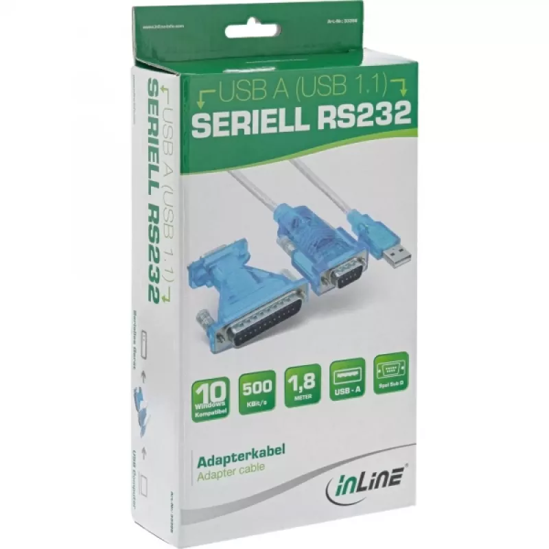 InLine USB-zu-Seriell-Adapterkabel USB Typ-A Stecker / DB9 Stecker 1,8 m