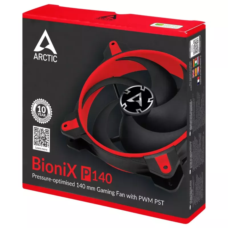 ARCTIC BioniX P140 (Rot) – Druckoptimierter 140-mm-Gaming-Lüfter mit PWM PST