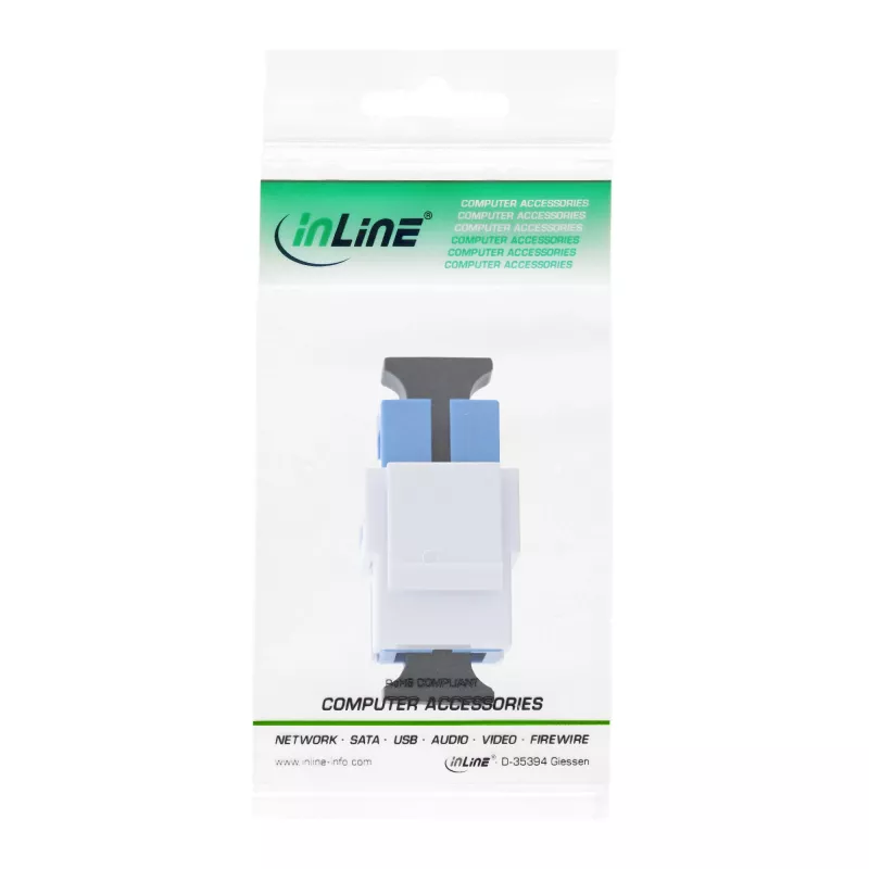 Keystone Snap-in Glasfaseradapter InLine SC–SC Simplex SM mit Keramikhülse, flach, weiß