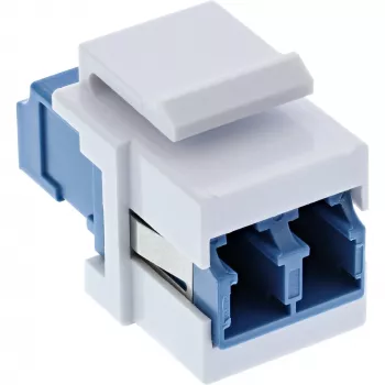 InLine FO Keystone Snap-in Adapter weiß, Duplex LC/LC, SM, Keramikhülse, blau