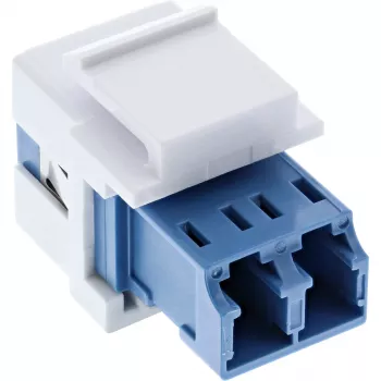 InLine FO Keystone Snap-in Adapter weiß, Duplex LC/LC, SM, Keramikhülse, blau