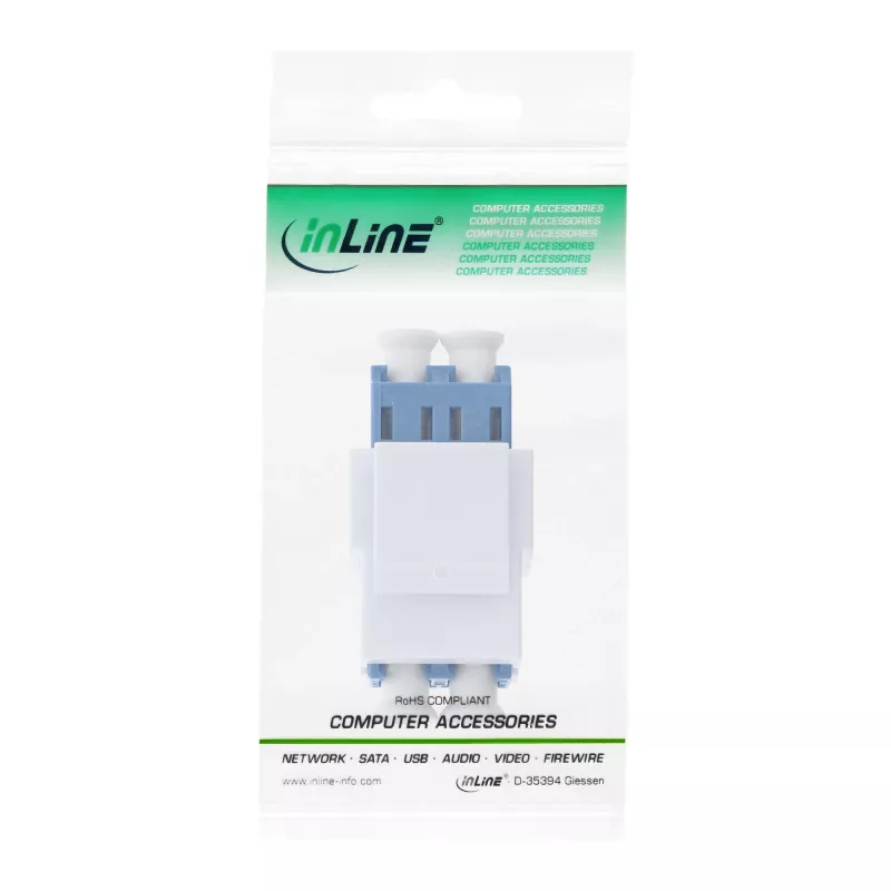 InLine FO Keystone Snap-in Adapter weiß, Duplex LC/LC, SM, Keramikhülse, blau
