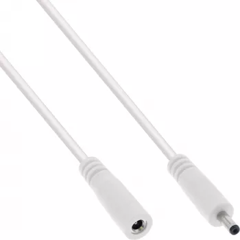 InLine DC-Verlängerungskabel, DC-Stecker/Buchse 3,5x1,35mm, AWG 18, weiß 3m