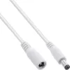 InLine DC-Verlängerungskabel, DC Stecker/Buchse 5,5x2,1mm, AWG 18, weiß 5m
