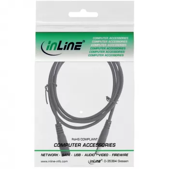 InLine DC-Verlängerungskabel, DC-Stecker/Buchse 5,5x2,1mm, AWG 18, schwarz 2m