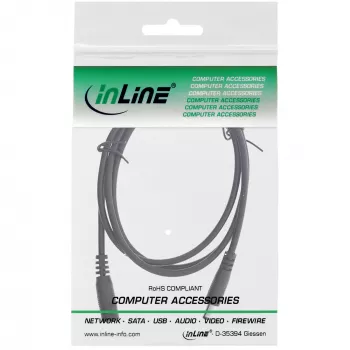 InLine DC-Verlängerungskabel, DC-Stecker/Buchse 4,0x1,7mm, AWG 18, schwarz 0,5m