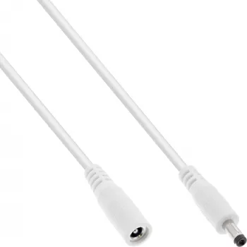 InLine DC-Verlängerungskabel, DC-Stecker/Buchse 4,0x1,7mm, AWG 18, weiß 2m