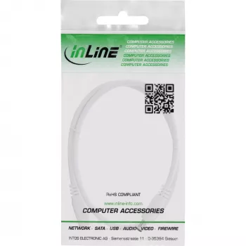 InLine DC-Verlängerungskabel, DC-Stecker/Buchse 5,5x2,5mm, AWG 18, weiß 0,5m