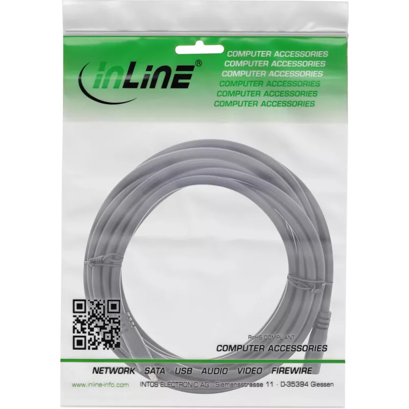 InLine DC-Verlängerungskabel, DC-Stecker/Buchse 3,5x1,35mm, AWG 18, schwarz 3m