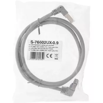 InLine Patchkabel beidseitig abgewinkelt, S/FTP (PiMf), Cat.6, 250 MHz, PVC, Kupfer, grau, 1,1 m