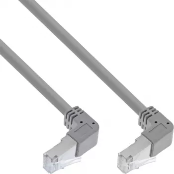 InLine Patchkabel beidseitig abgewinkelt, S/FTP (PiMf), Cat.6, 250 MHz, PVC, Kupfer, grau, 1,1 m