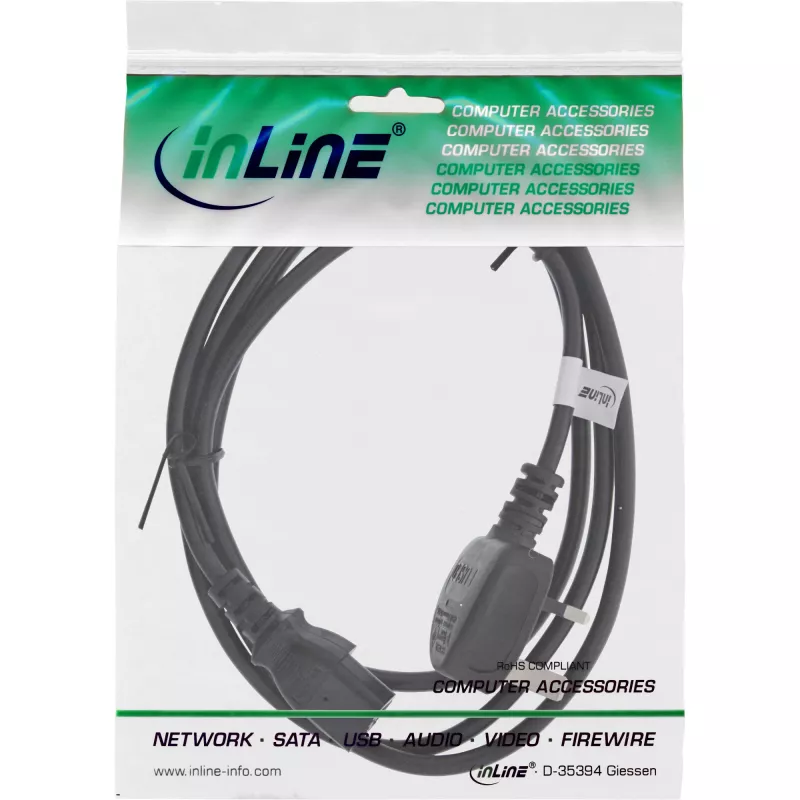 InLine Stromkabel UK-Stecker / 3-polig IEC C13 Kupplung, 5 m