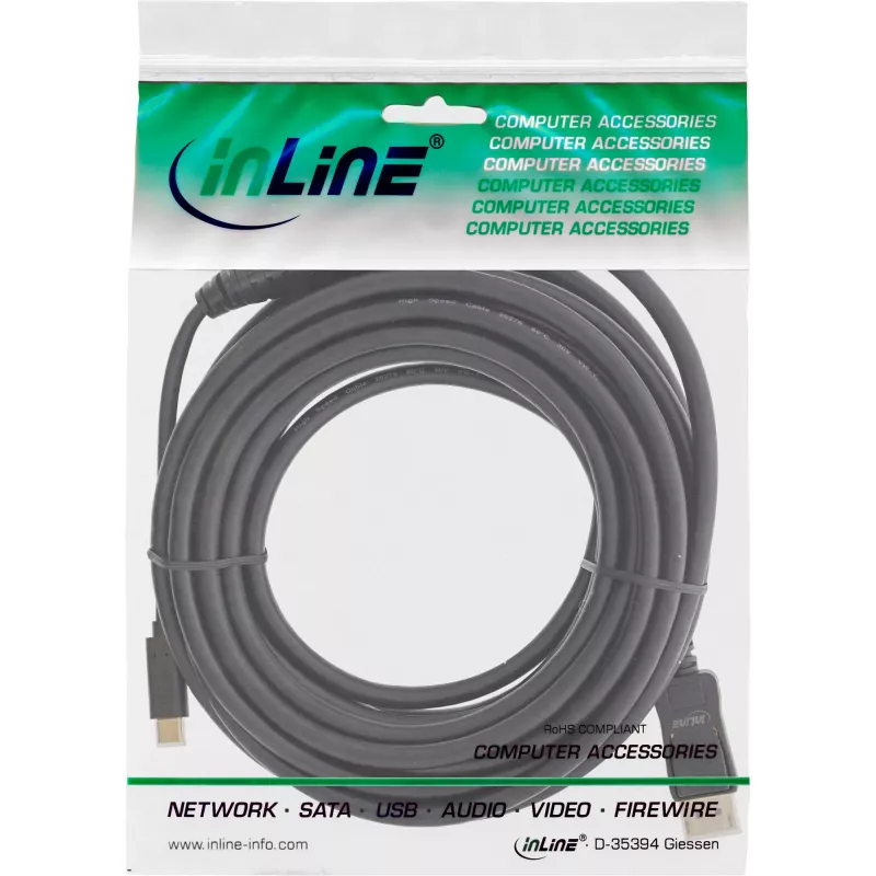 InLine USB Display-Kabel, USB-C Stecker auf DisplayPort Stecker, 7,5 m