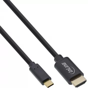InLine USB-Anzeigekabel, USB-C Stecker auf HDMI Stecker, 5 m, 5 m, USB Typ-C, HDMI, Stecker, Stecker, Gerade