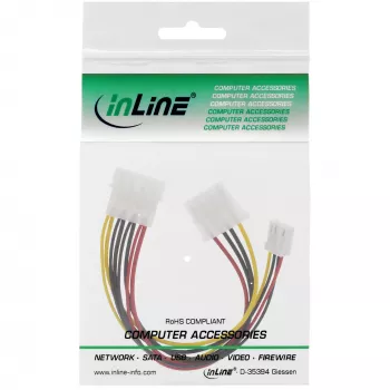InLine Internes Y-Stromkabel 1x 5,25 Zoll Molex / 1x 5,25 Zoll Molex + 1x 3,5 Zoll Floppy