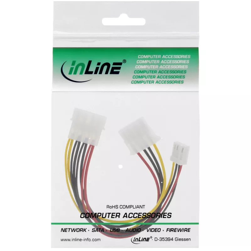 InLine Internes Y-Stromkabel 1x 5,25 Zoll Molex / 1x 5,25 Zoll Molex + 1x 3,5 Zoll Floppy