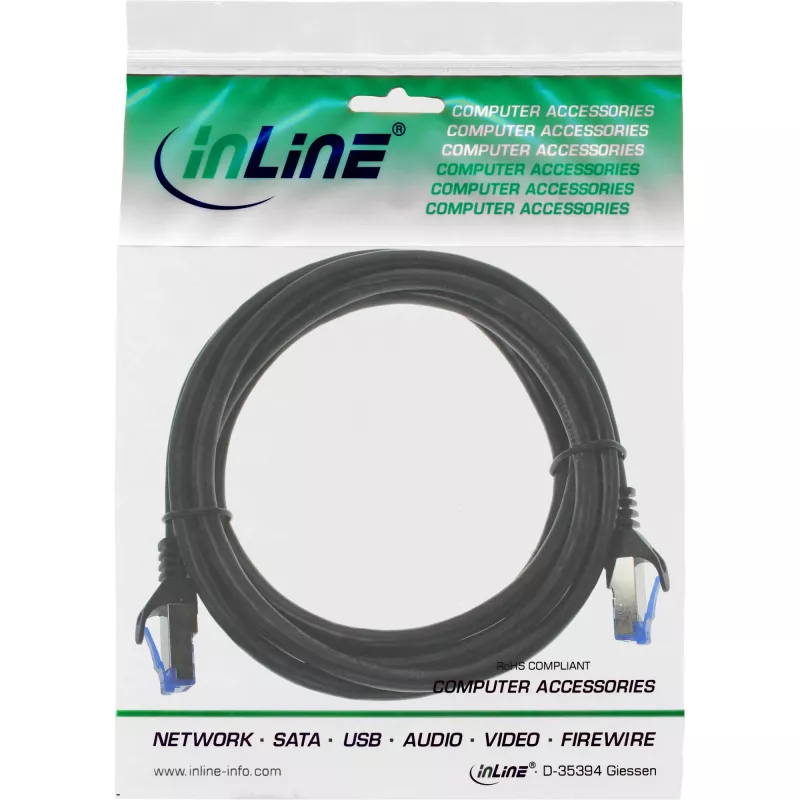 InLine Patchkabel, Cat.6A, S/FTP, PE-Mantel, schwarz, 3 m