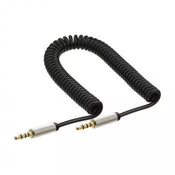 InLine schlank Audio Spiralkabel 3,5 mm Stecker / Stecker 4-polig Stereo 0,5 m