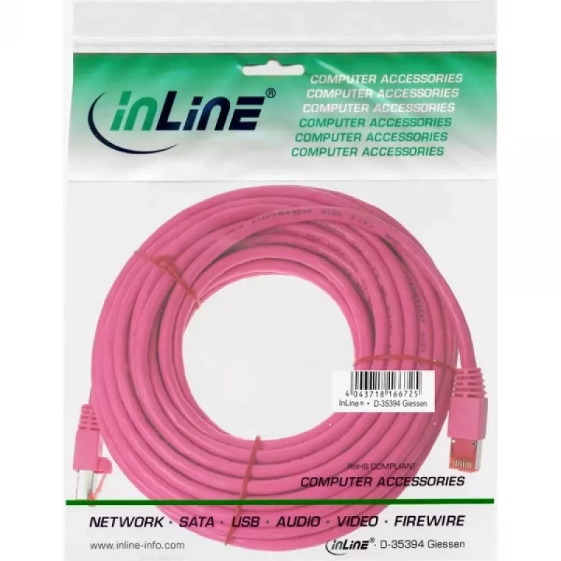 InLine Patch Kabel S/FTP PiMF Cat.6 250MHz PVC copper pink 20m