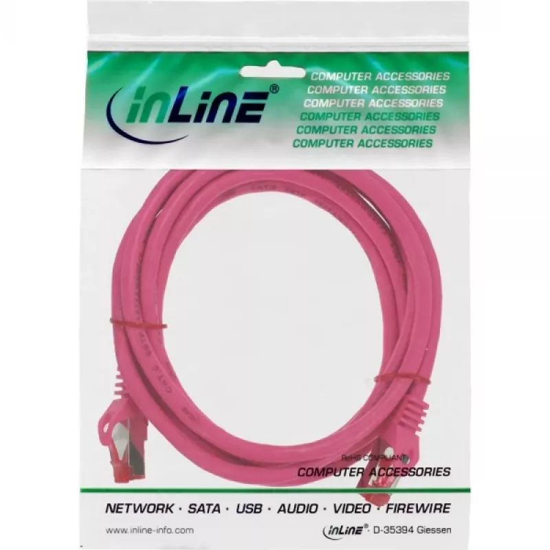 InLine Patchkabel S/FTP PiMF Cat.6 250MHz PVC Kupfer rosa 5m