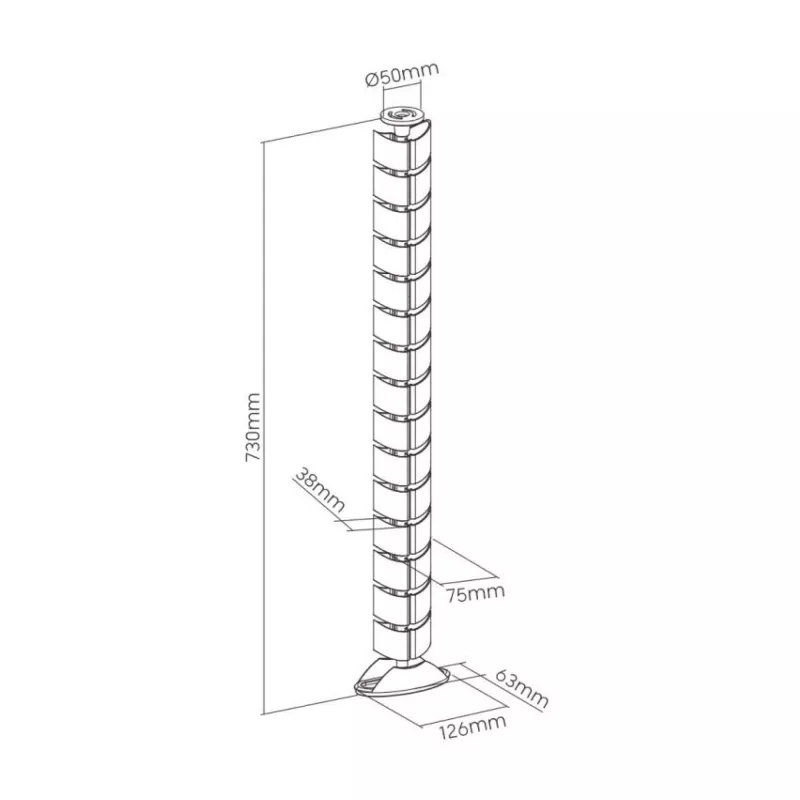 InLine Kabelschlauch flexibel, vertikal für Tische, 2 Kammern, 0,80 m schwarz