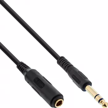 InLine Kopfhörer-Verlängerungskabel 6,3 mm Klinke Stereo Stecker/Buchse, vergoldet, schwarz, 5 m