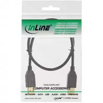 InLine USB 2.0 Kabel, AM/AM, schwarz, vergoldete Kontakte, 3m