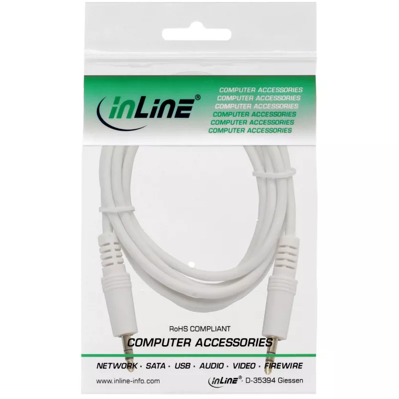 InLine Audiokabel 3,5 mm Klinke Stecker/Stecker weiß/gold 10 m