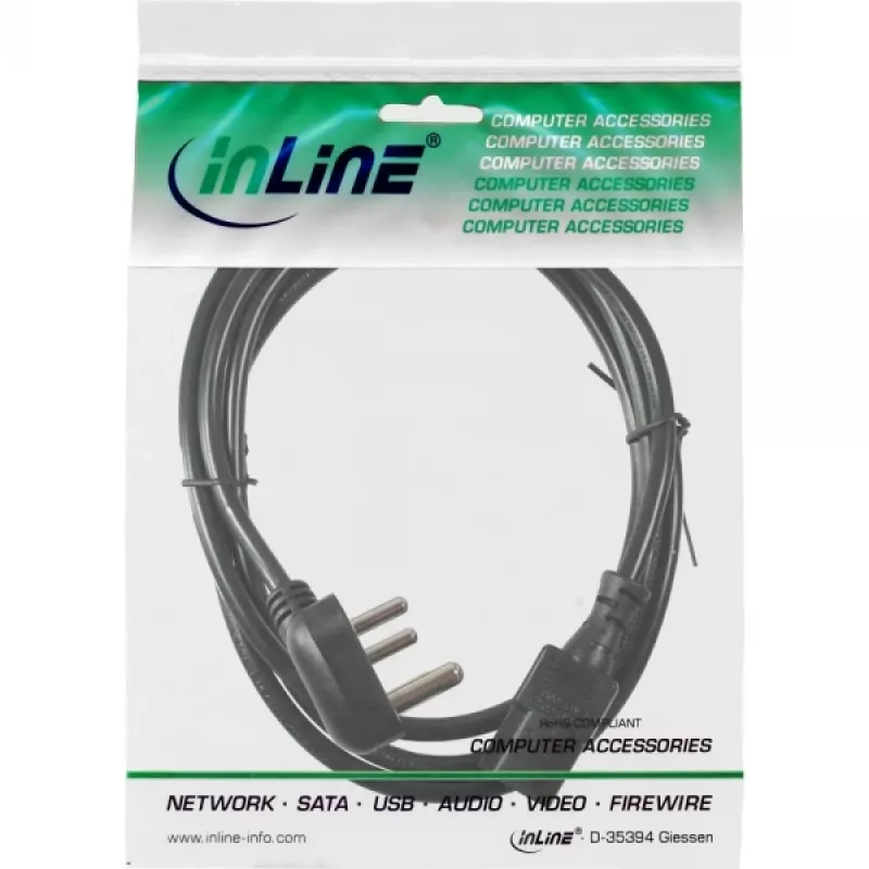 InLine Stromkabel Typ D Südafrika 5A / IEC Stecker 1,8 m