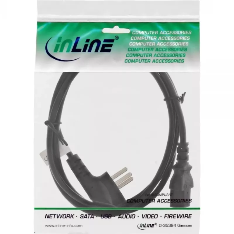 Netzkabel InLine 16652H Israel Typ H 3-polig IEC C13 Stecker 1,8 m
