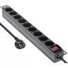 InLine 19 Zoll Steckdosenleiste, 9-fach Schutzkontakt, mit Schalter, 2m, schwarz