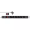 InLine 19-Zoll-Steckdosenleiste, 6-fach Schutzkontakt, mit Schalter, 2 m, schwarz