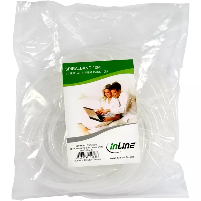 InLine Spiralwickelband 10 m, natur, 6 mm Dicke Spiralkabelwicklung